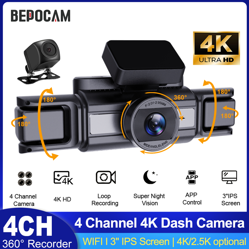 Panoramic Dash Cam 360 - BEPOCAM 4채널 4K 차량용 블랙박스 360