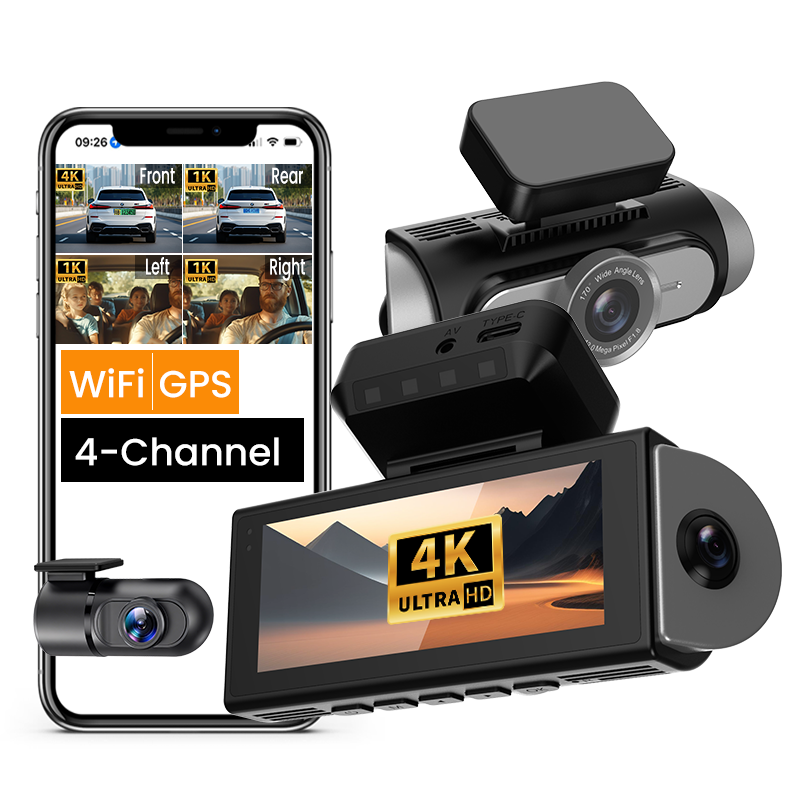Panoramic Dash Cam 360 - 2026 와이파이 GPS 차량용 DVR 캠