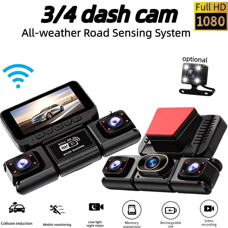 Panoramic Dash Cam 360 - 3/4채널 와이파이 360 ° 파노라마 대시캠,