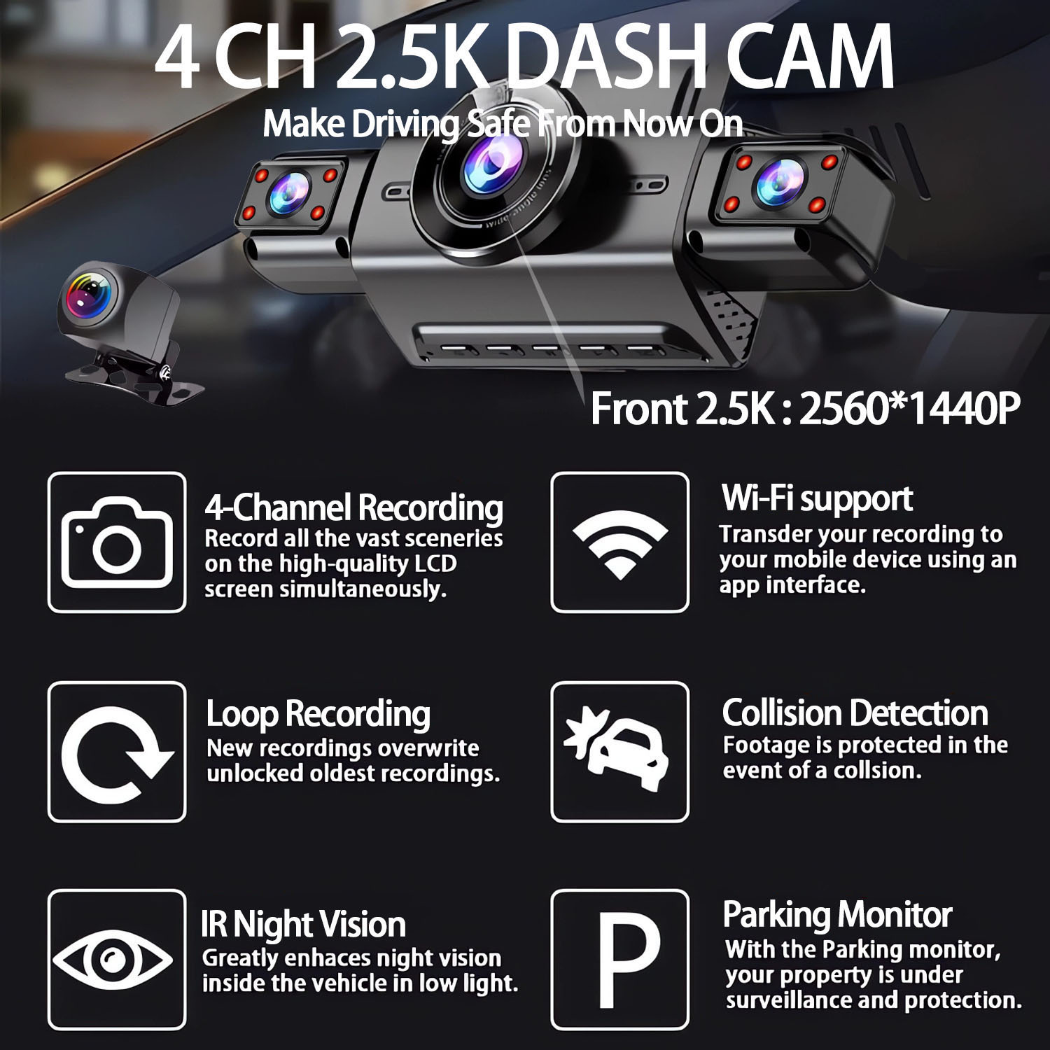 360도 4채널 대시캠 차량용 DVR WiFi 2.5K - Panoramic Dash Cam 360 리뷰 및 가격